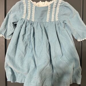 Blue Dress with Lace Trim